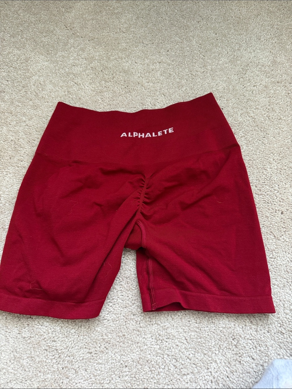 Alphalete Women's High-Waist Deep Red Seamless Bike Shorts